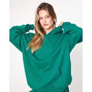 AKIRE SPORT by Erika Costell Oversized Fleece Boyfriend Hoodie Sweatshirt Sz S